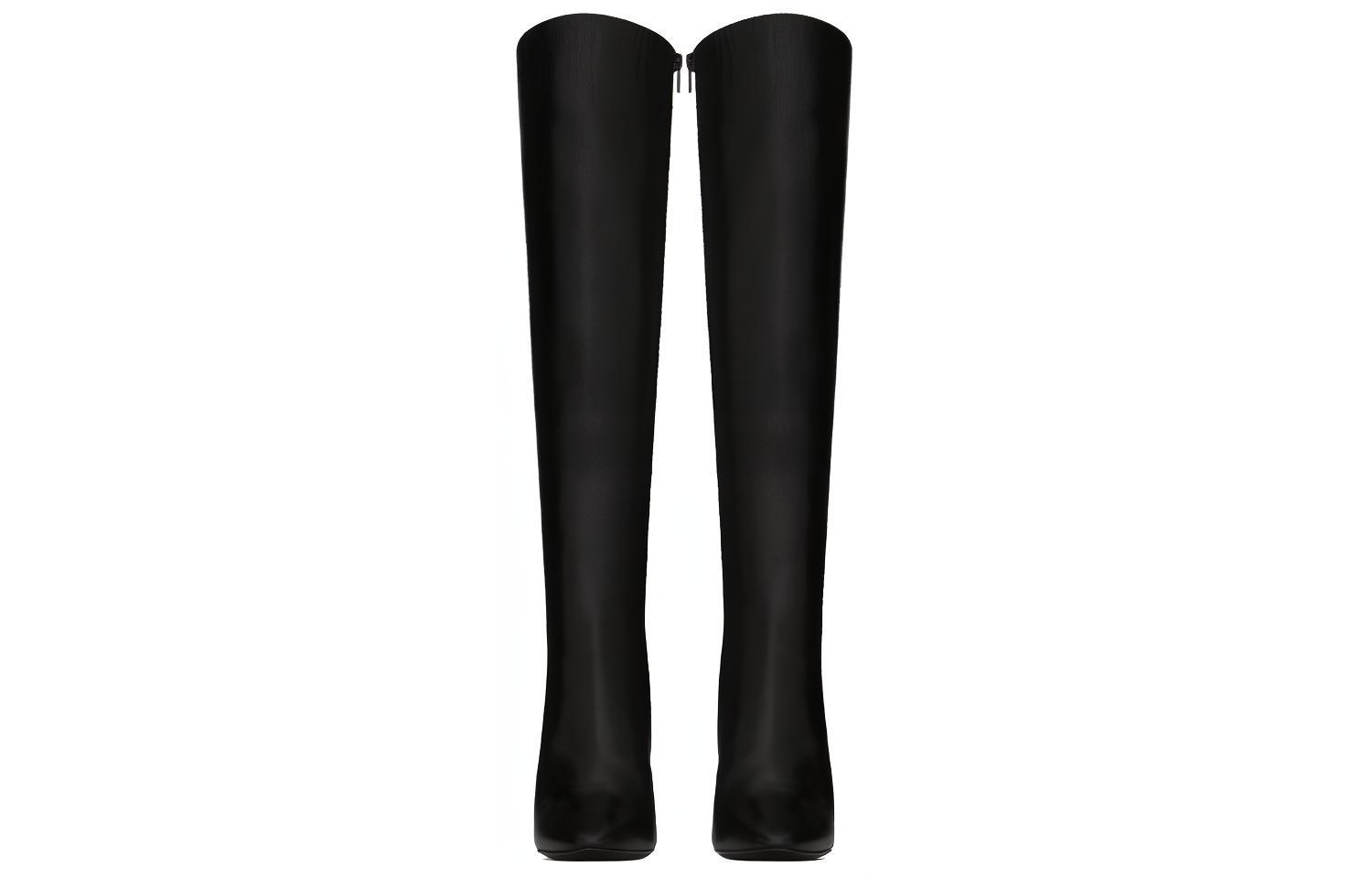Shop (W) Saint Laurent 68 High-Top Stiefel ''Glattes Schwarzes Leder'' 6579222W7001000