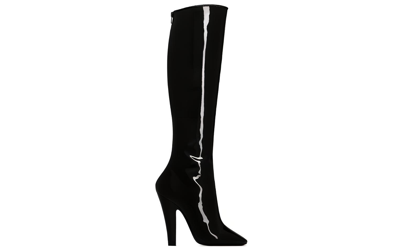 Order (W) Saint Laurent 68 High-Top Boots 'Kulit Hitam Berkilat' 6593941TV001000