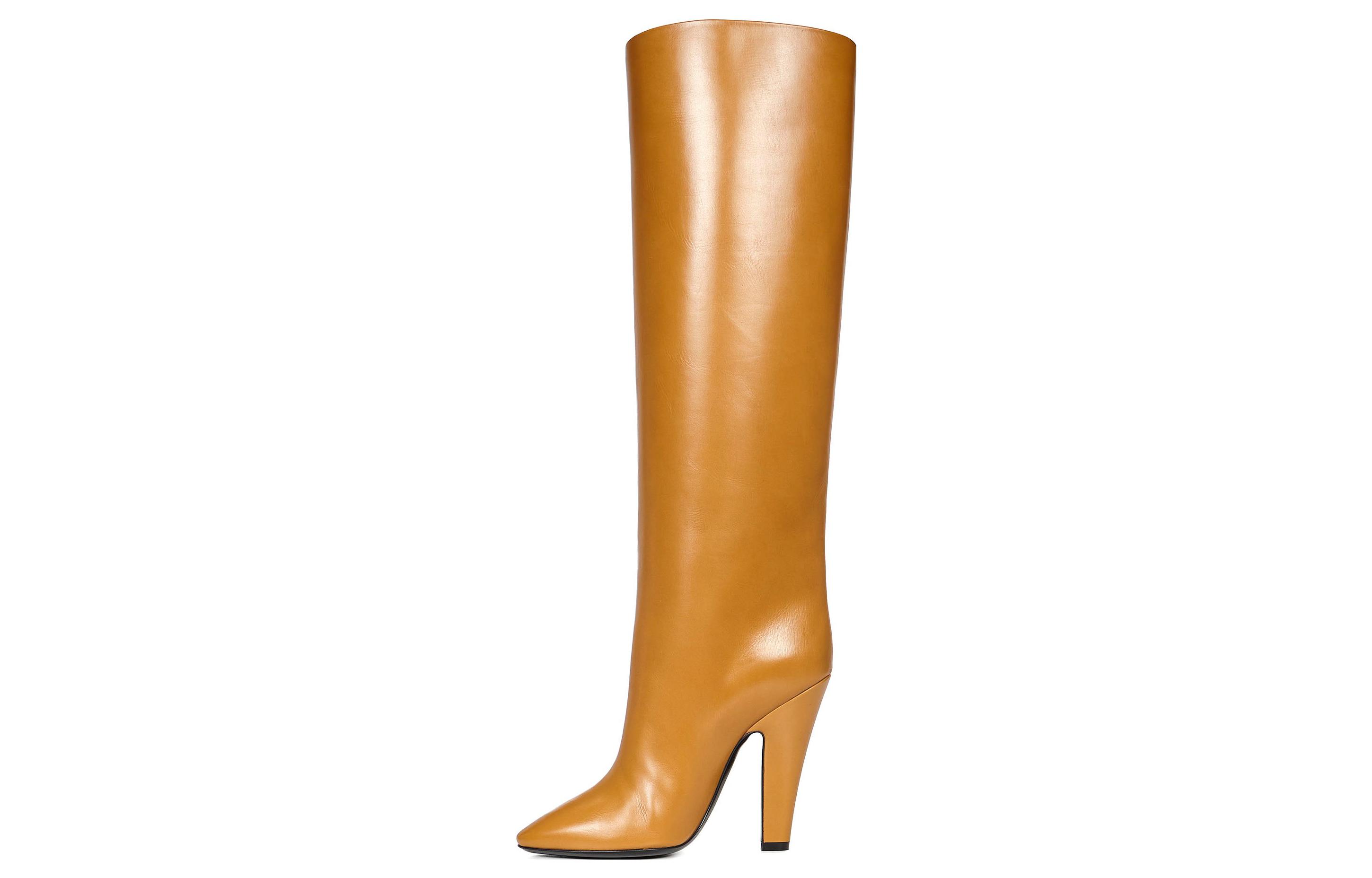 (Women) Saint Laurent 68 High 'Smooth Leather Brown' 6676252W7002143