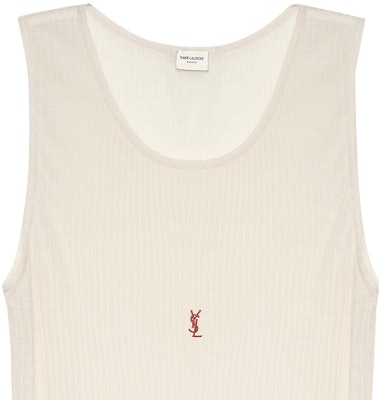 (W) サンローラン ベージュ SS23 ロゴ刺繍クルーネックタンクトップ 752721YBMV29774 Shop (W) サンローラン ベージュ SS23 ロゴ刺繍クルーネックタンクトップ 752721YBMV29774