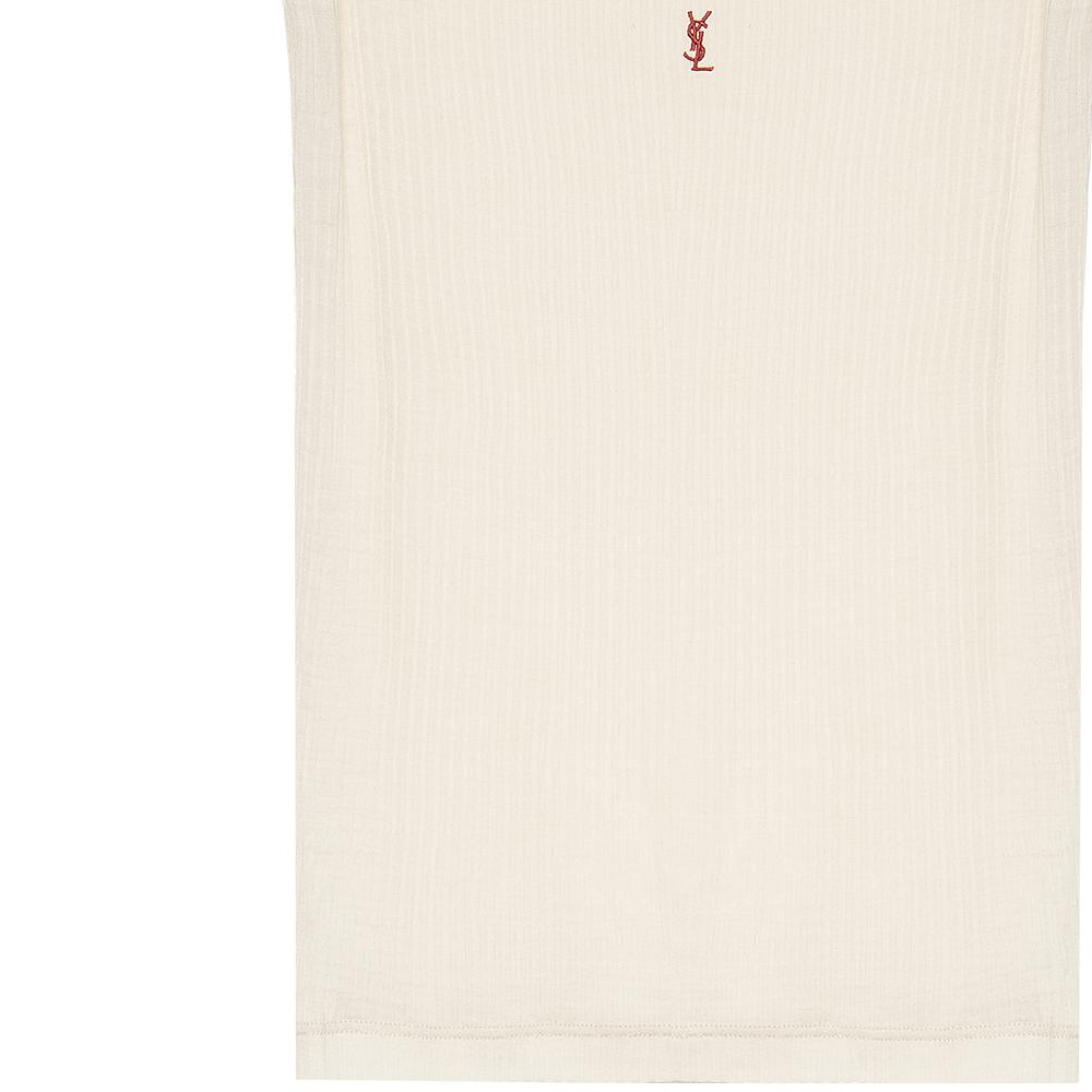 Purchase (W) サンローラン ベージュ SS23 ロゴ刺繍クルーネックタンクトップ 752721YBMV29774