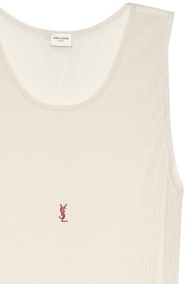 (W) サンローラン ベージュ SS23 ロゴ刺繍クルーネックタンクトップ 752721YBMV29774 Sizing (W) サンローラン ベージュ SS23 ロゴ刺繍クルーネックタンクトップ 752721YBMV29774