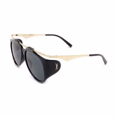 (Women) Saint Laurent Black Aviator Sunglasses with Engraved Temples. SLM137001