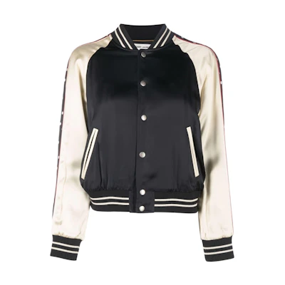 (Women) Saint Laurent Black Colorblock Slim Fit Baseball Jacket. 688148Y161W1000