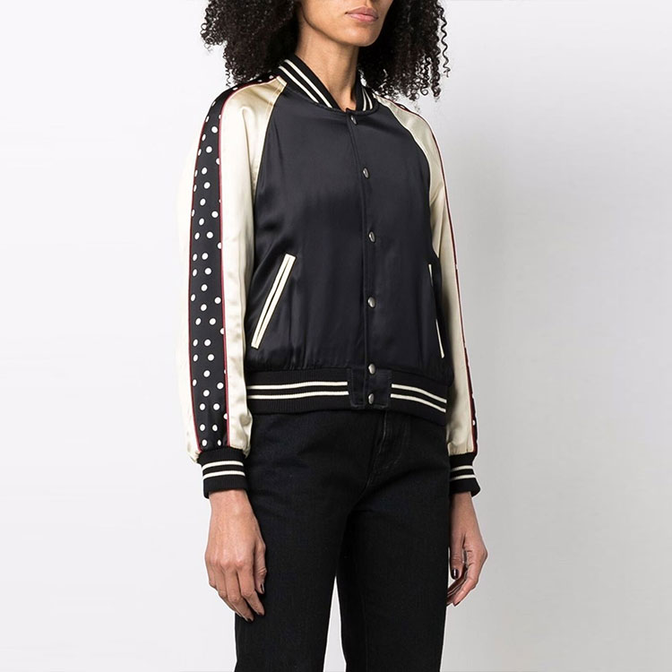 Lookbook (Women) Saint Laurent  Black Colorblock Slim Fit Baseball Jacket. 688148Y161W1000