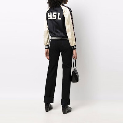 (W) Saint Laurent 黑色拼接修身棒球外套. 688148Y161W1000 Purchase (W) Saint Laurent 黑色拼接修身棒球外套. 688148Y161W1000