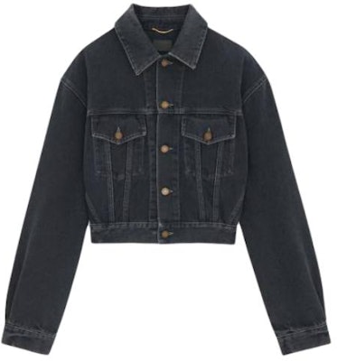 (Women) SAINT LAURENT Black Denim Long Sleeve Belted Jacket 780231Y07TE3962 Order (Women) SAINT LAURENT Black Denim Long Sleeve Belted Jacket 780231Y07TE3962