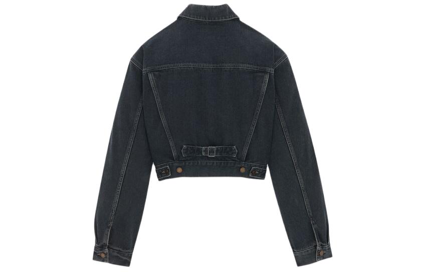 Lookbook (Women) SAINT LAURENT  Black Denim Long Sleeve Belted Jacket 780231Y07TE3962