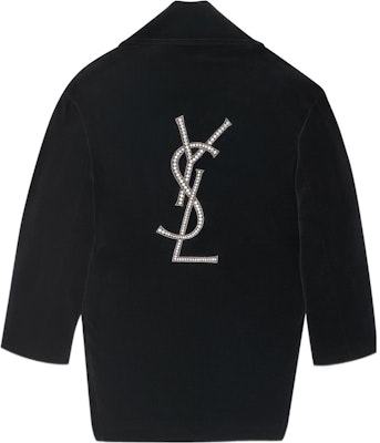 (Women) SAINT LAURENT Black Double-Breasted Long Coat with Logo Embroidery FW22 737220Y615W1000 Lookbook (Women) SAINT LAURENT Black Double-Breasted Long Coat with Logo Embroidery FW22 737220Y615W1000