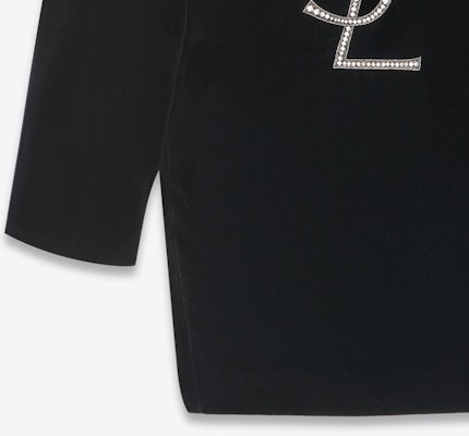 (Women) SAINT LAURENT Black Double-Breasted Long Coat with Logo Embroidery FW22 737220Y615W1000 Details for (Women) SAINT LAURENT Black Double-Breasted Long Coat with Logo Embroidery FW22 737220Y615W1000