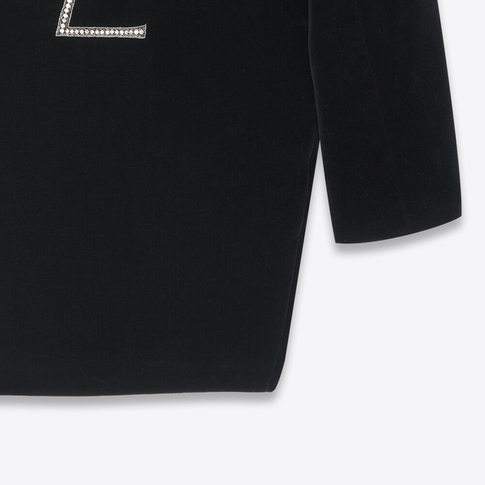 Sizing (Women) SAINT LAURENT  Black Double-Breasted Long Coat with Logo Embroidery FW22 737220Y615W1000