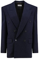 (Women) Saint Laurent Black Double-Breasted Striped Long Sleeve Jacket. 762930Y127W4260 (Women) Saint Laurent Black Double-Breasted Striped Long Sleeve Jacket. 762930Y127W4260