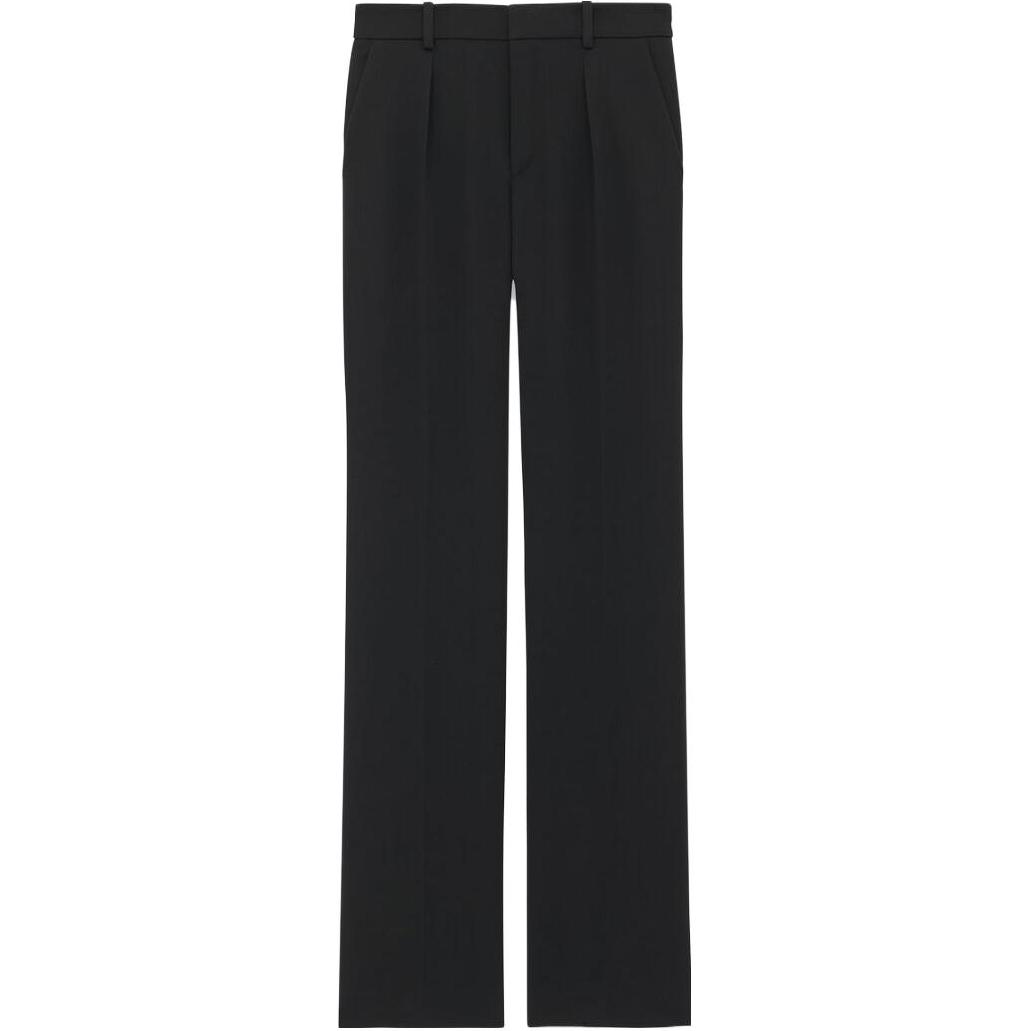 (Women) SAINT LAURENT  Black Grain De Poudre Tailored Loose Fit Pants 752882Y7E631000