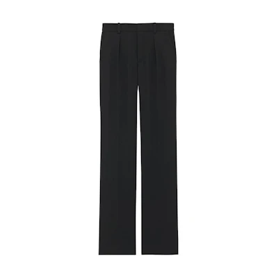 (Women) SAINT LAURENT Black Grain De Poudre Tailored Loose Fit Pants 752882Y7E631000