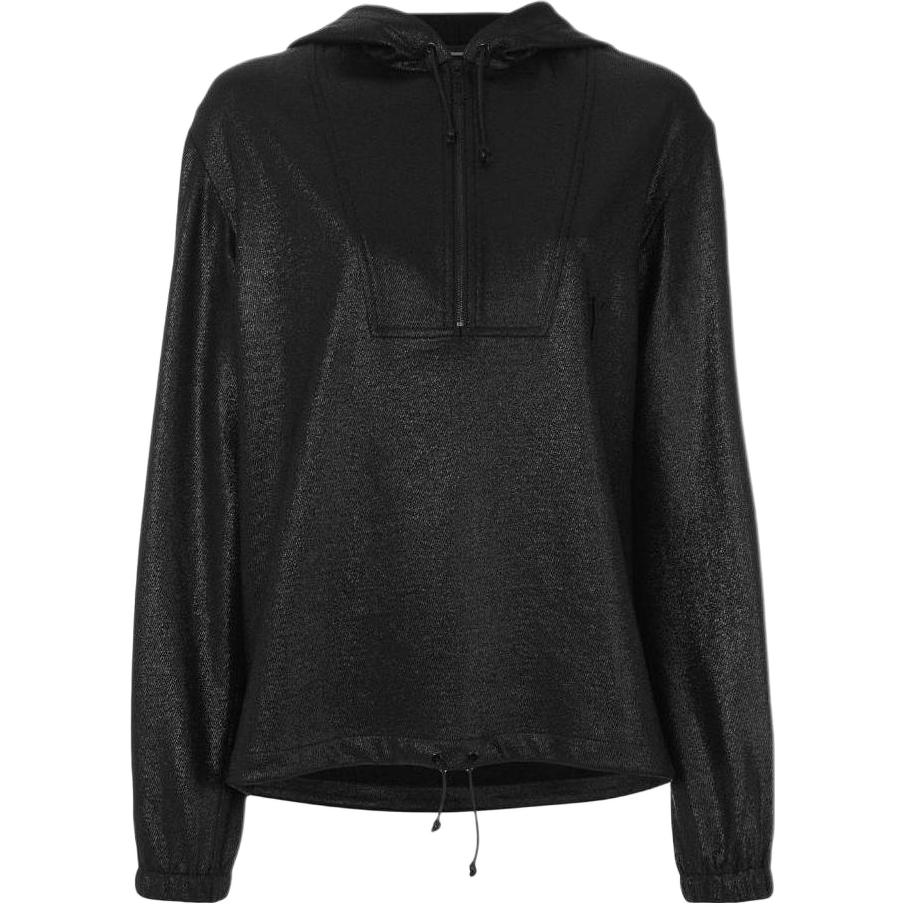 (Women) Saint Laurent  Black Half-Zip Solid Color Hoodie. 482933Y007R1000