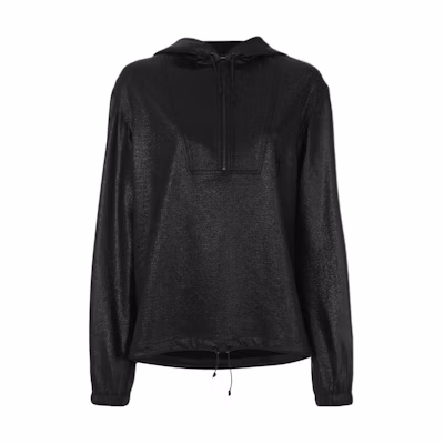 (Women) Saint Laurent Black Half-Zip Solid Color Hoodie. 482933Y007R1000