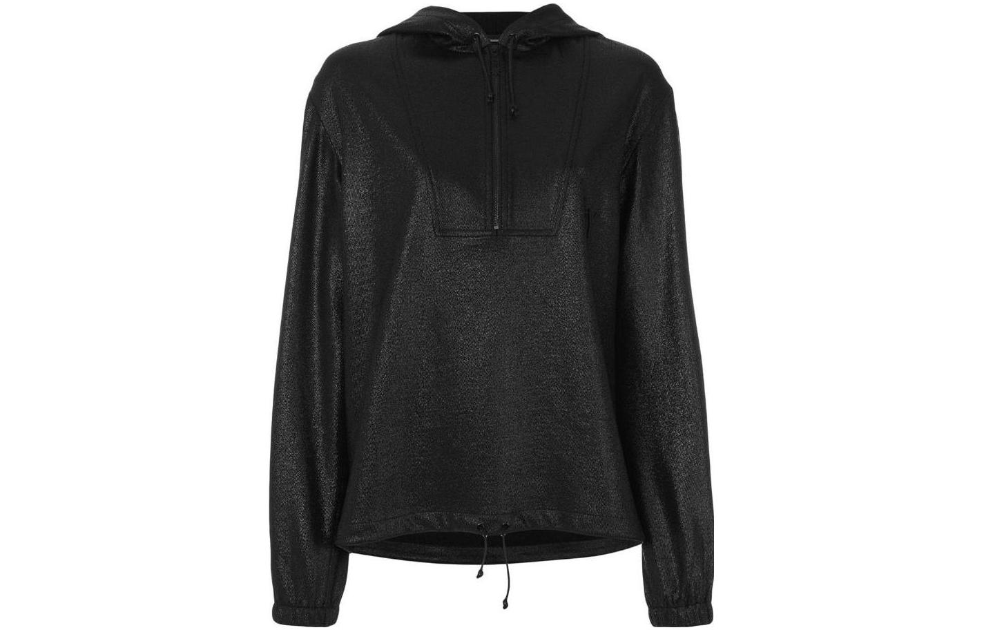 Order (Women) Saint Laurent  Black Half-Zip Solid Color Hoodie. 482933Y007R1000
