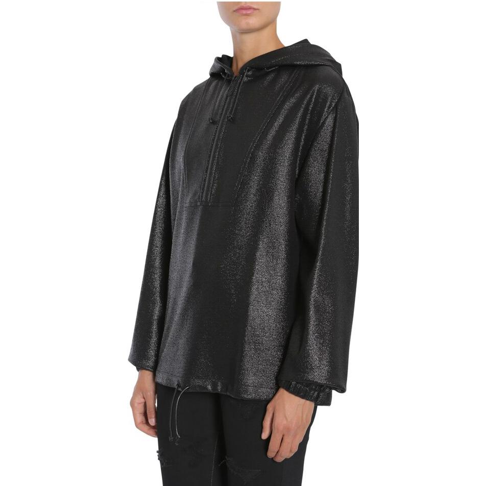 Details for (Women) Saint Laurent  Black Half-Zip Solid Color Hoodie. 482933Y007R1000