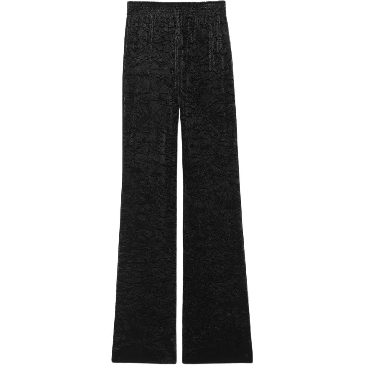 (Women) SAINT LAURENT  Black High-Waisted Wide-Leg Pants FW22 Casual Trousers. 718974Y5F611000
