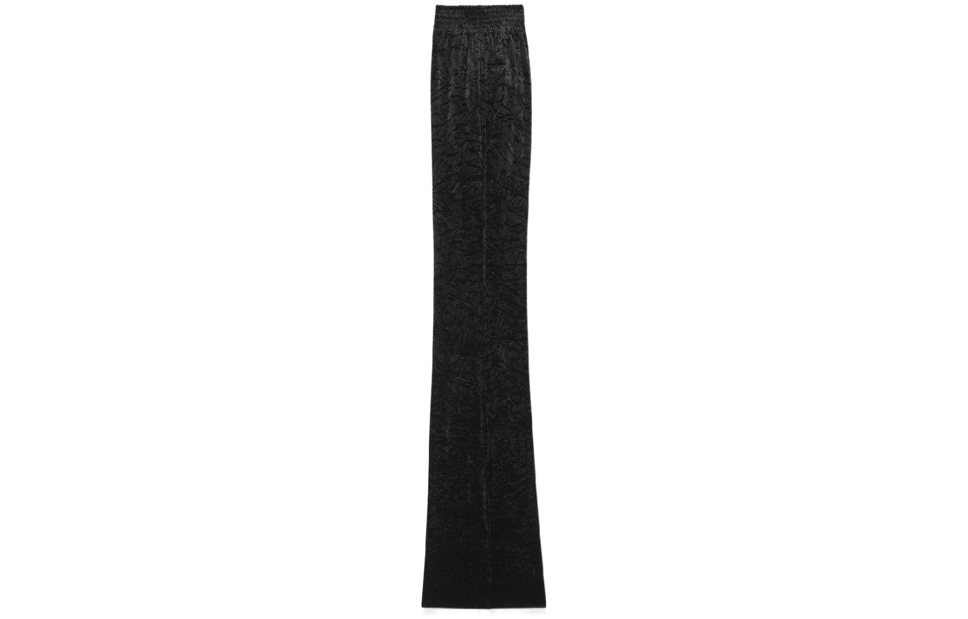 Lookbook (W) SAINT LAURENT Seluar Palazzo Pinggang Tinggi Hitam FW22 Kasual. 718974Y5F611000