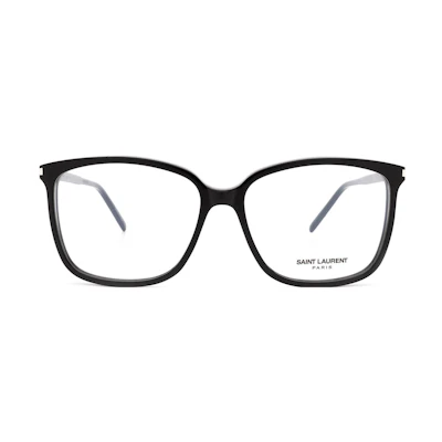 (Women) SAINT LAURENT Black Irregular Acetate Optical Glasses with Logo Design SL453001