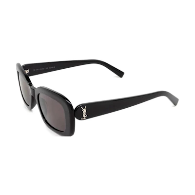 (Women) Saint Laurent Black Irregular Acetate Sunglasses with Logo Temples SLM130001