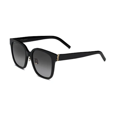 (Women) Saint Laurent Black Irregular Gold YSL Sunglasses 736455Y99561014