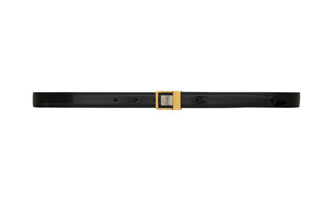 (Women) Saint Laurent  Black Leather Belt with Logo - 2CM Wide 777894AAC8S1000