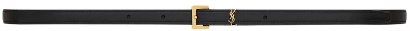 Order (Women) SAINT LAURENT Black Leather Belt with Logo Buckle, 1cm Wide. 7884261HZ0W1000