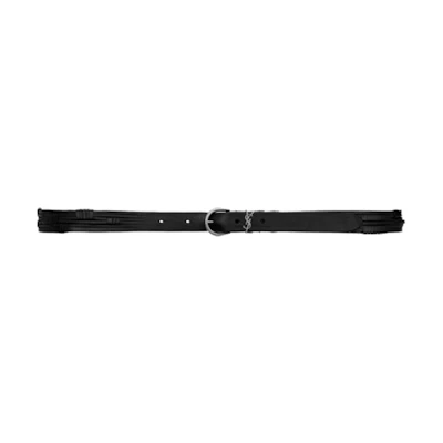 (Women) SAINT LAURENT Black Leather Belt with Pin Buckle, 2cm Wide. 737693AABM21000