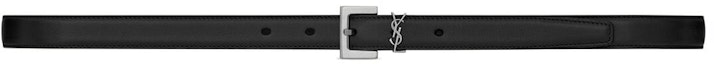 Order (Women) SAINT LAURENT Black Leather Belt with Square Buckle and Logo, 2cm Wide. 554465BOO0N1000
