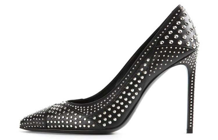 Buy (W) サンローラン レディース ブラックレザーポインテッドトゥハイヒール 375421BX3001000