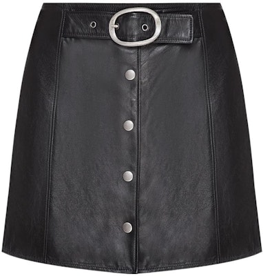 (W) SAINT LAURENT Rok Mini Kulit Hitam Ikat Pinggang. 664441YCFC21000 Order (W) SAINT LAURENT Rok Mini Kulit Hitam Ikat Pinggang. 664441YCFC21000