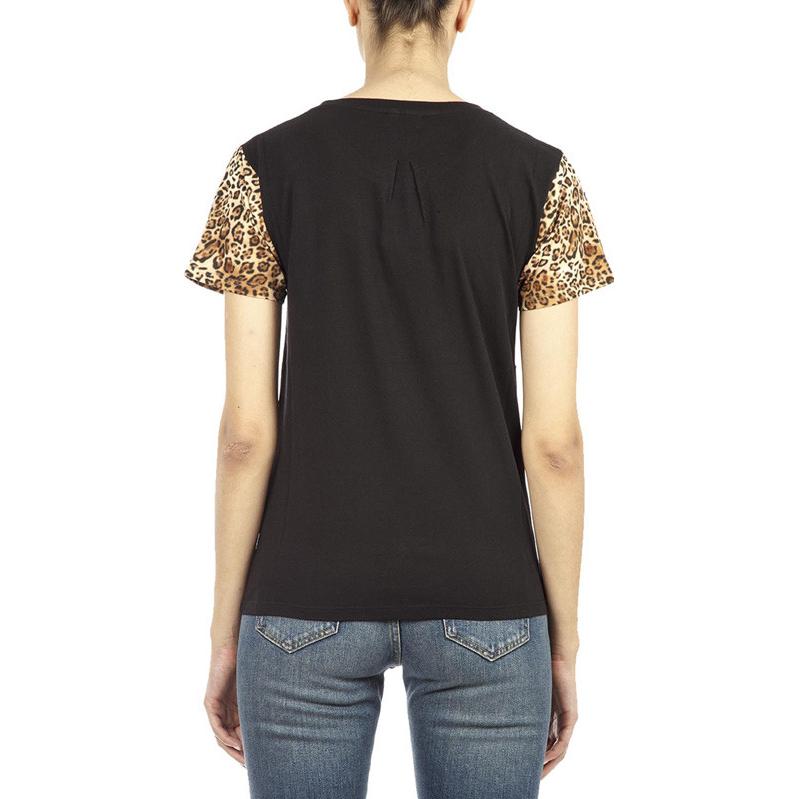 Shop (Women) SAINT LAURENT  Black Leopard Print Note Graphic Crewneck T-Shirt. 440543YB2BF1075