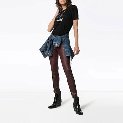 (W) 생로랑 블랙 로고 크루넥 반팔 티셔츠. 553443YB2ZO1095 Lookbook (W) 생로랑 블랙 로고 크루넥 반팔 티셔츠. 553443YB2ZO1095