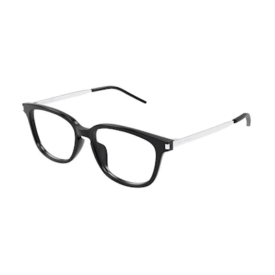 (Women) SAINT LAURENT Black Rectangular Acetate Optical Glasses with Logo. SL648F001F