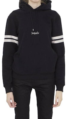 (W) SAINT LAURENT Sudadera Negra con Rayas y Logo Bordado de Manga Larga. 757076Y36SW1095 Shop (W) SAINT LAURENT Sudadera Negra con Rayas y Logo Bordado de Manga Larga. 757076Y36SW1095
