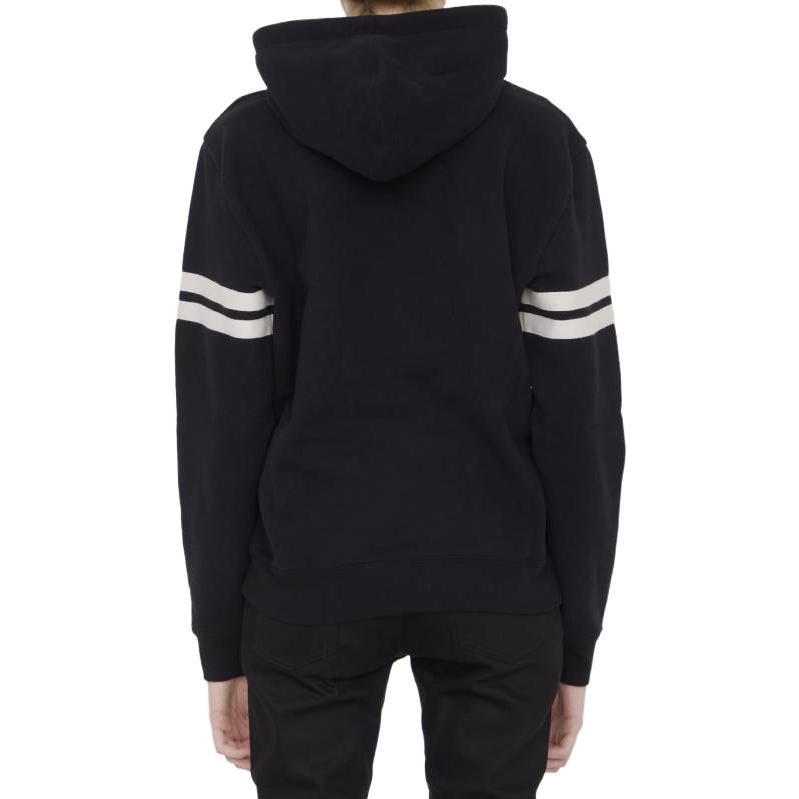 Purchase (W) SAINT LAURENT Sudadera Negra con Rayas y Logo Bordado de Manga Larga. 757076Y36SW1095