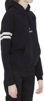 (W) SAINT LAURENT Sudadera Negra con Rayas y Logo Bordado de Manga Larga. 757076Y36SW1095 Details for (W) SAINT LAURENT Sudadera Negra con Rayas y Logo Bordado de Manga Larga. 757076Y36SW1095