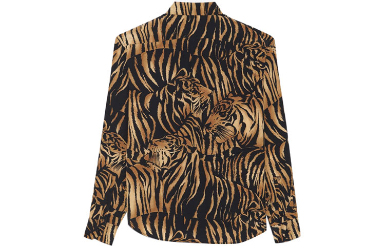 Lookbook (W) SAINT LAURENT 黑色虎紋長袖雪紡襯衫 693865Y2E969664