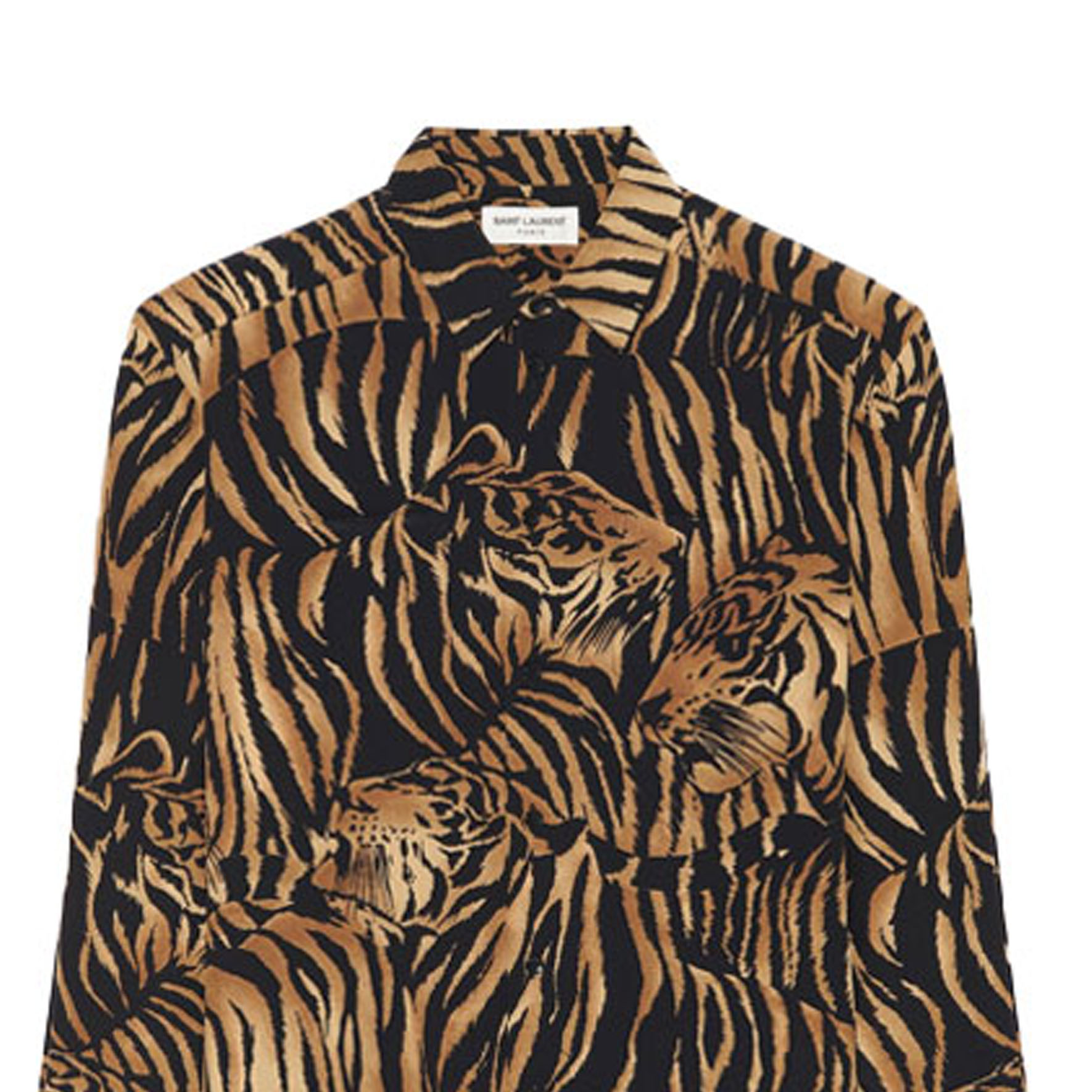 Shop (W) SAINT LAURENT 黑色虎紋長袖雪紡襯衫 693865Y2E969664