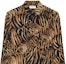 Shop (Women) SAINT LAURENT Black Tiger Print Long Sleeve Crepe Shirt 693865Y2E969664