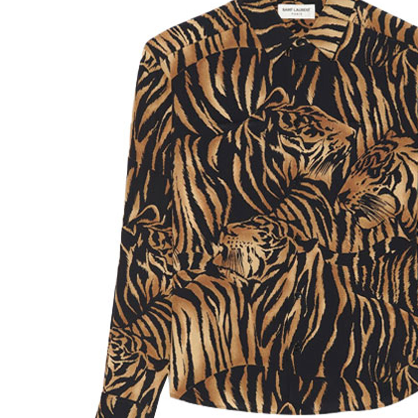 Purchase (W) SAINT LAURENT 黑色虎紋長袖雪紡襯衫 693865Y2E969664