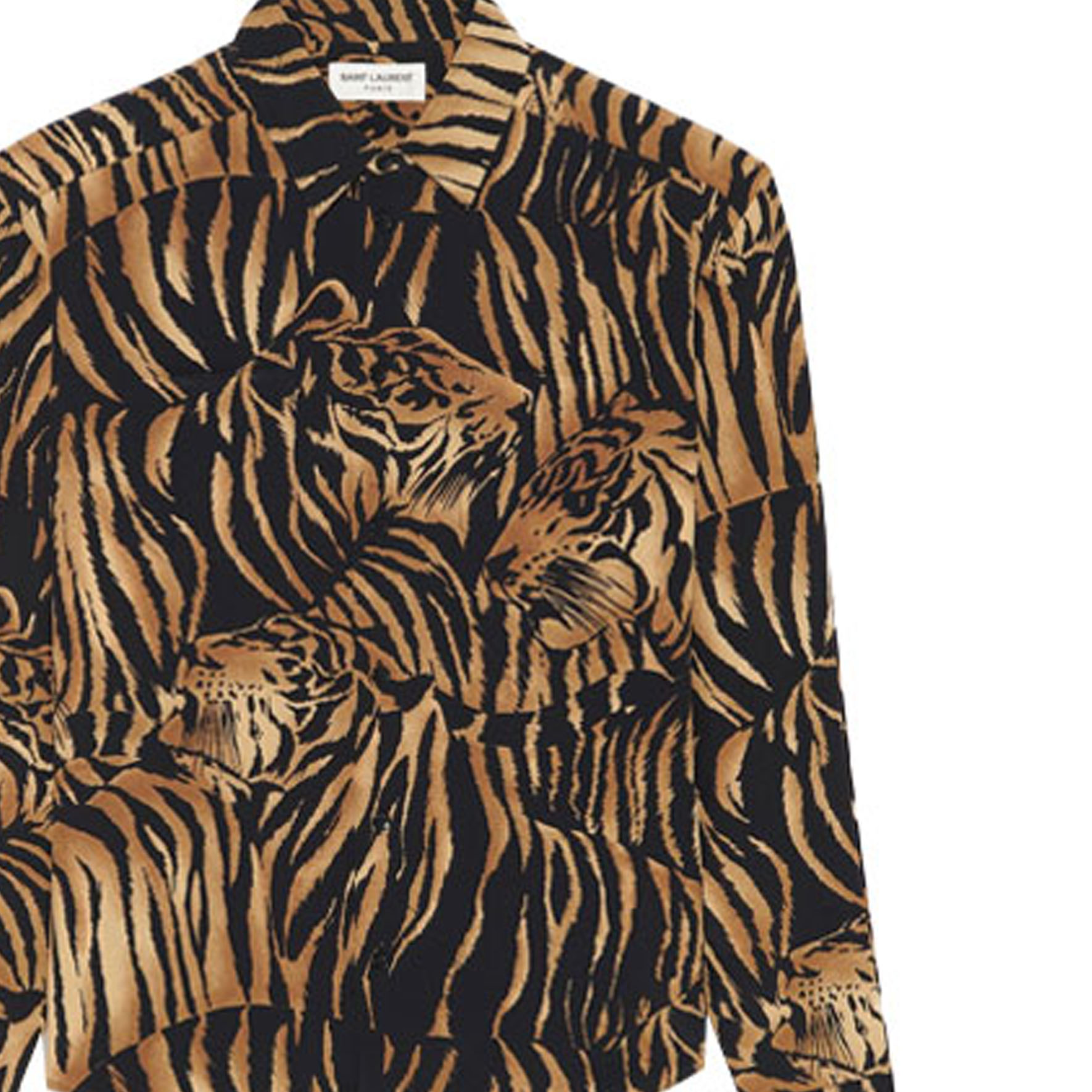 Details for (W) SAINT LAURENT 黑色虎紋長袖雪紡襯衫 693865Y2E969664