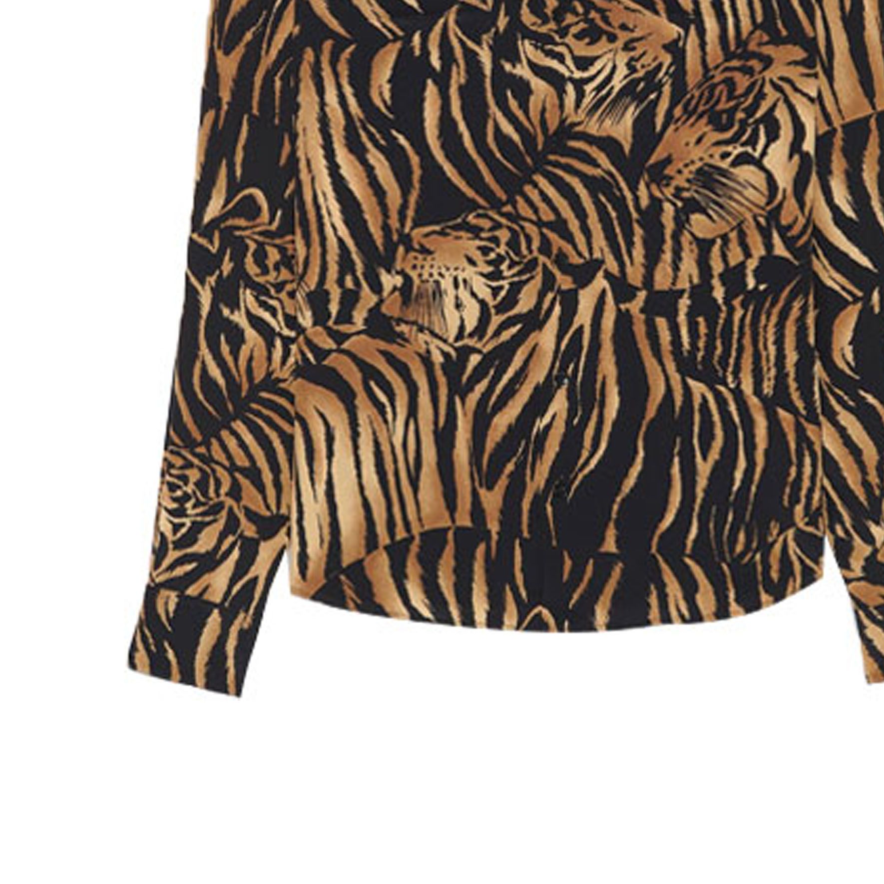 Sizing (W) SAINT LAURENT 黑色虎紋長袖雪紡襯衫 693865Y2E969664