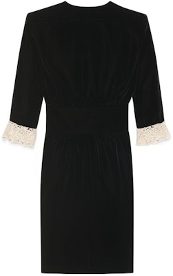 (W) SAINT LAURENT Vestido Negro Midi Escote en V con Mangas de Encaje. 703780Y525R1000 Lookbook (W) SAINT LAURENT Vestido Negro Midi Escote en V con Mangas de Encaje. 703780Y525R1000