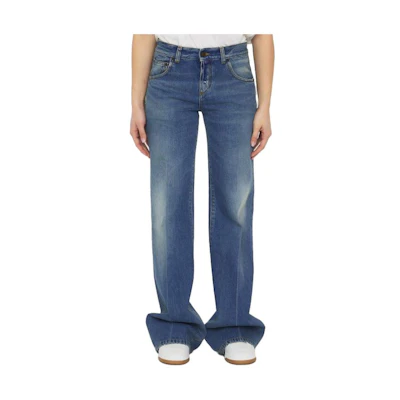 (Women) SAINT LAURENT Blue Solid Straight-Leg Jeans SS23 723228YI8634293