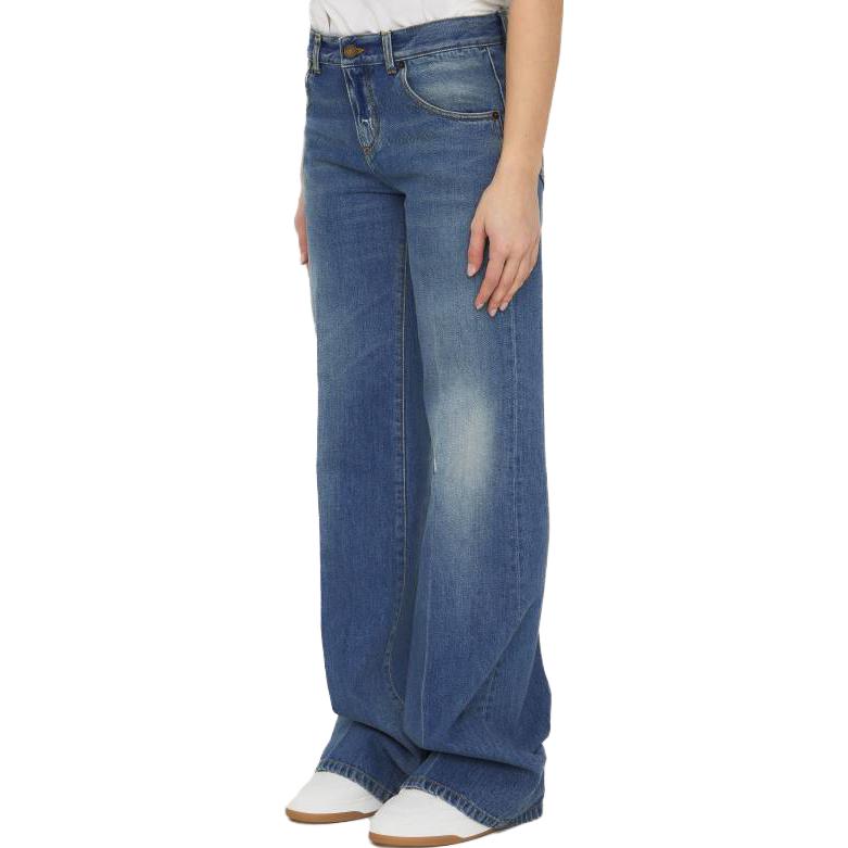 Lookbook (Women) SAINT LAURENT  Blue Solid Straight-Leg Jeans SS23 723228YI8634293