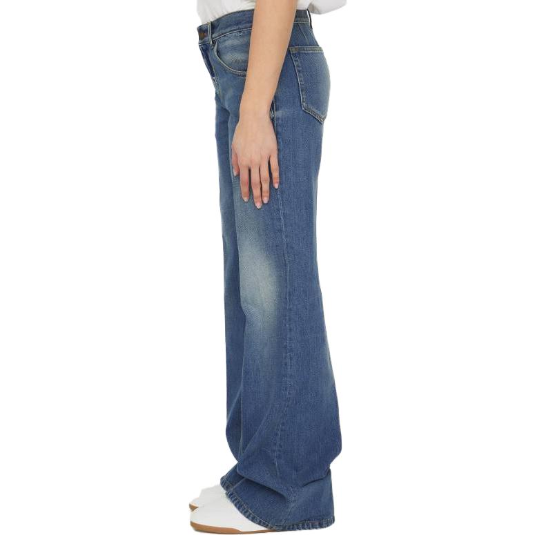 Purchase (Women) SAINT LAURENT  Blue Solid Straight-Leg Jeans SS23 723228YI8634293