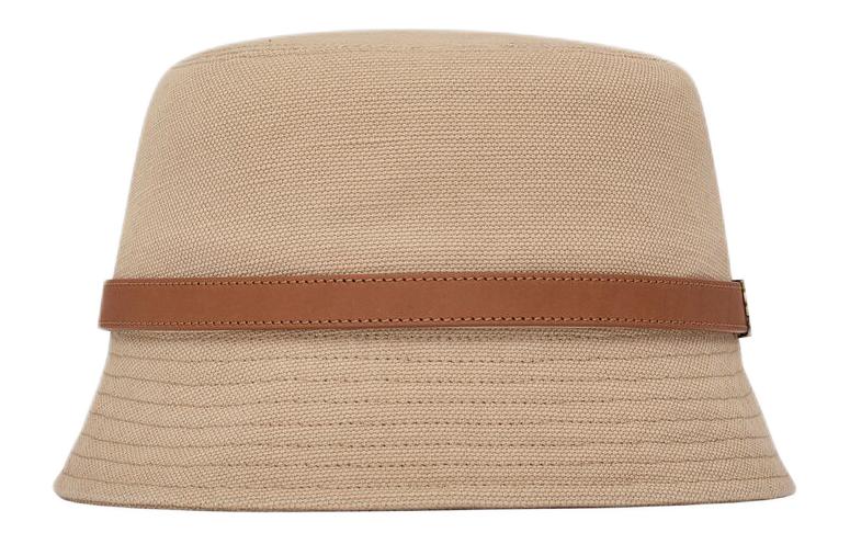 Lookbook (W) SAINT LAURENT Topi Bucket Cokelat Canvas dengan Trim Tali Kulit. 7849483YP629765
